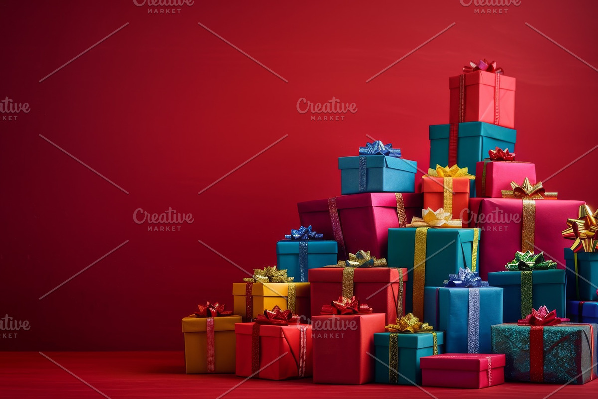 86 Gift boxes with ribbons and bows, a Holiday Photo by Handmadefont (Photo 50 of 90)
