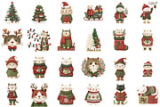 Watercolor Christmas Cat Clipart, an Illustration by DreamCafeArt (Thumbnail 3 of 6)