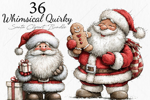 Whimsical Quirky Santa Clipart, a Seasonal Illustration by Canvas Craft