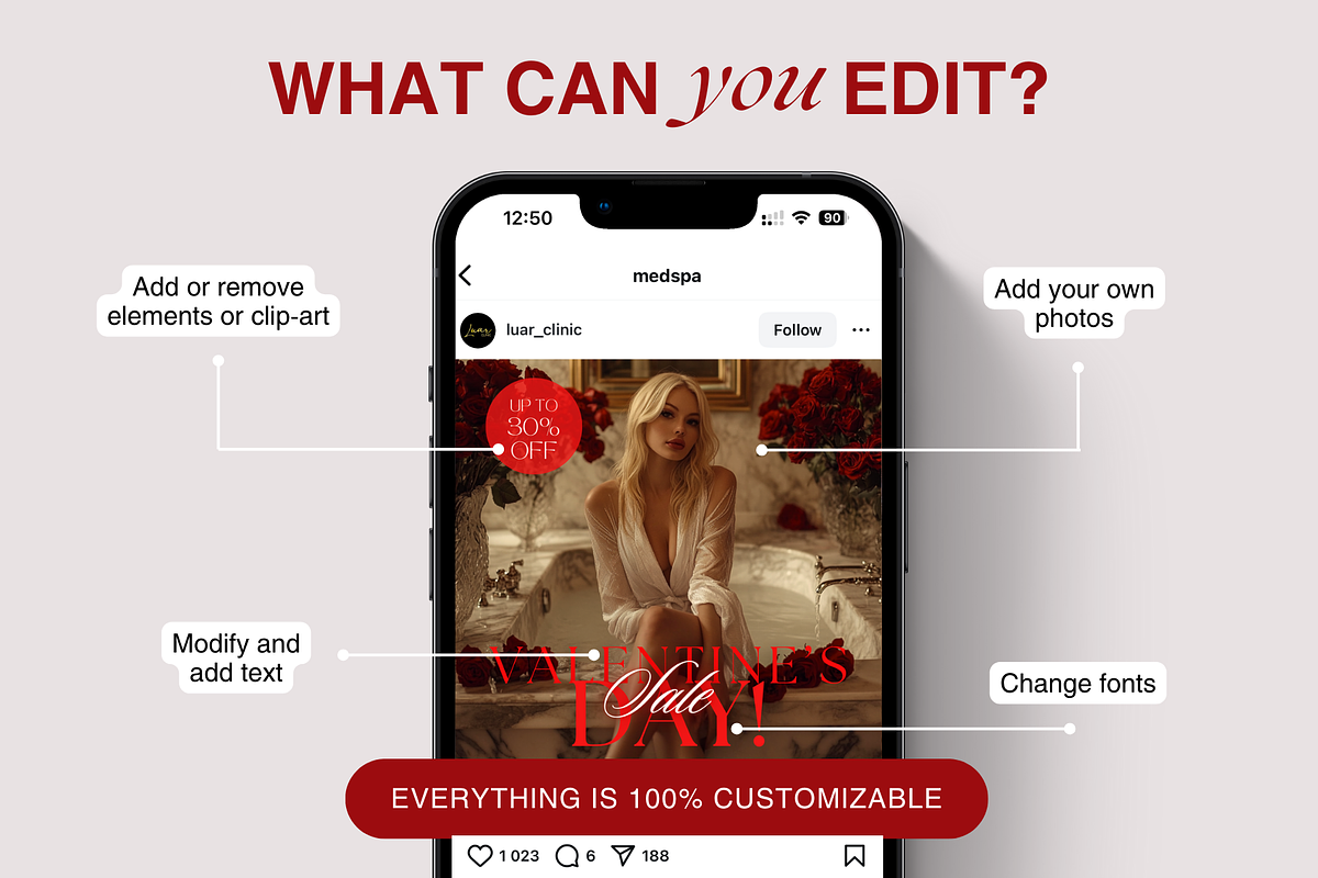 Valentine's Day Laser Hair Removal, a Social Media Template by DesignsbyMariaStudio (Photo 6 of 11)