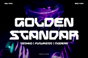 Golden Standar - Futuristic Font, a Sans Serif Font by Iqsiart Studio (Thumbnail 1 of 9)