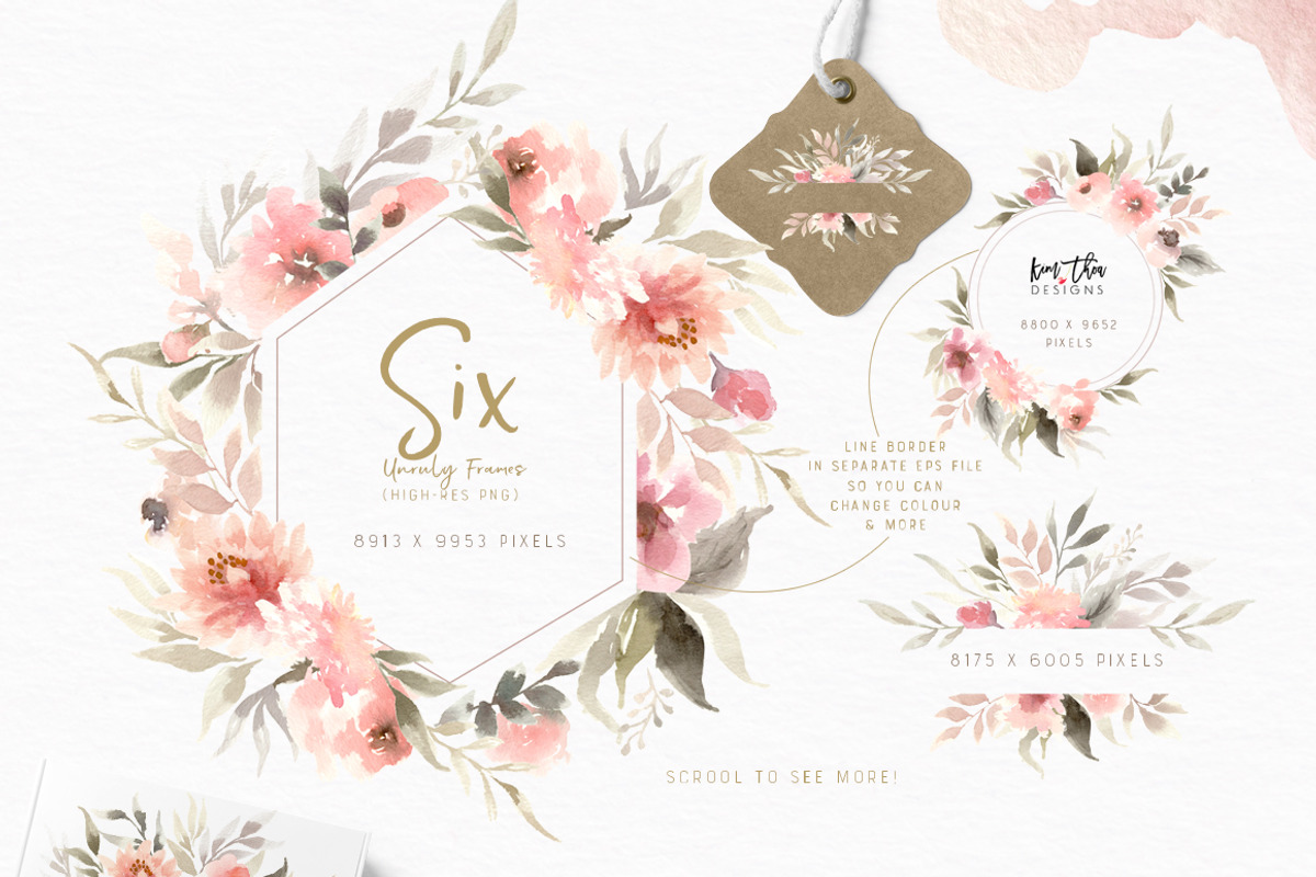 Unruly Watercolor Flowers Set, an Illustration by Kim Thoa Designs (Photo 2 of 11)