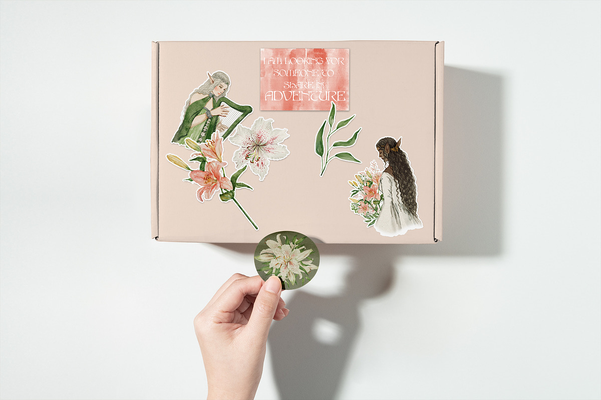 Watercolor Elf & Flowers Set, a Texture Illustration by Kaleriia (Photo 9 of 10)