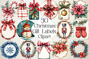 Watercolor Christmas Gift Labels Cli, an Illustration by DreamPrint404 (Thumbnail 1 of 6)