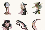 Vintage Witch Clipart Bundle, a Seasonal Illustration by BusyDaydesign (Thumbnail 3 of 9)