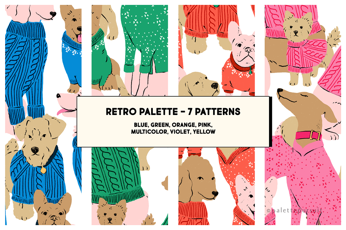 Dogs in Sweaters Seamless Patterns, a Pattern Graphic by Palette Pursuit (Photo 6 of 14)