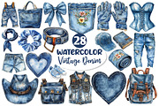 Vintage Denim Sublimation Clipart, an Illustration by Dream Creation (Thumbnail 1 of 6)