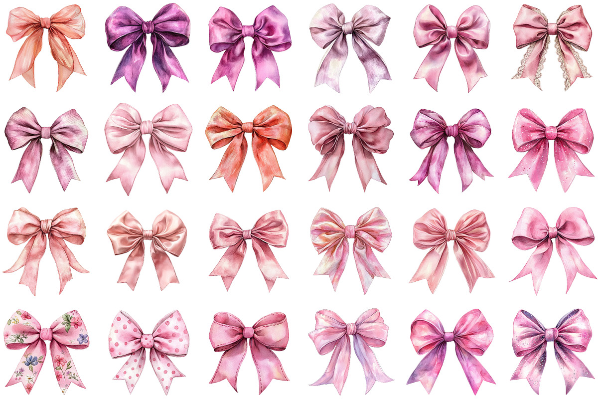 Watercolor Clipart - Pink Bow - Bow, an Illustration by Sublimation Artist (Photo 2 of 6)