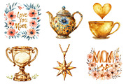 Golden Mother's Day Clipart PNG, an Illustration by SinaCreation (Thumbnail 2 of 5)