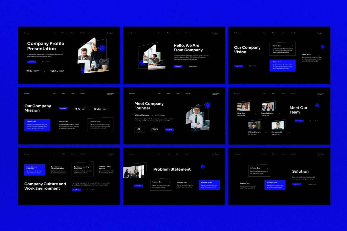 Black Company Profile Google Slide, a Presentation Template by graphicook (Photo 2 of 5)
