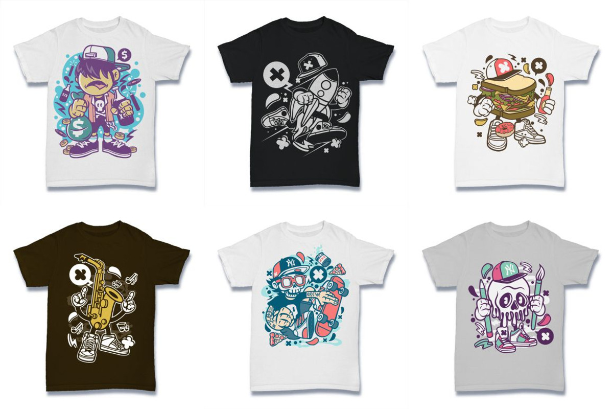 Cartoon Vector Tshirt Design Bundle, an Illustration by roach_graphic (Photo 18 of 22)
