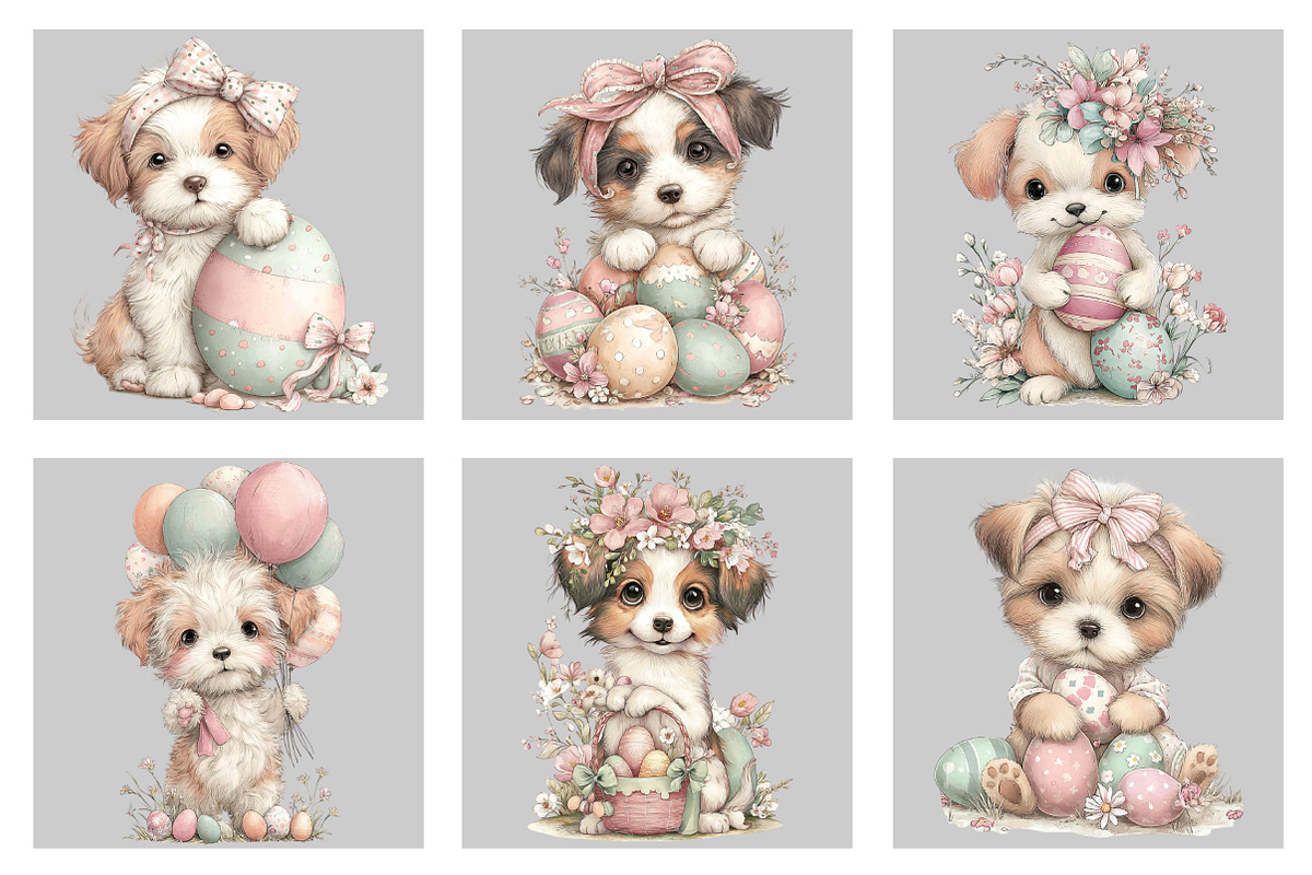 Watercolor Easter Dog Clipart, an Illustration by Black Bird Studio (Photo 5 of 5)