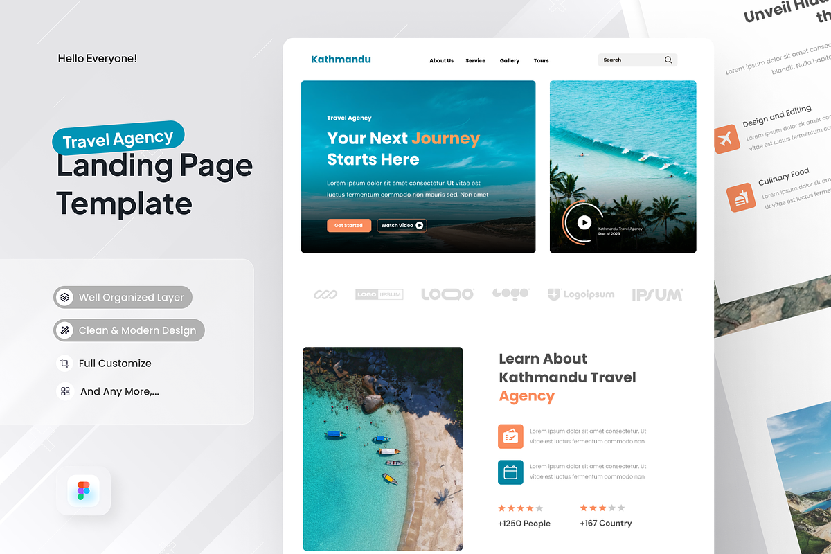 Travel Agency Landing Page, a Landing Page Template by SquidPixey (Photo 1 of 5)