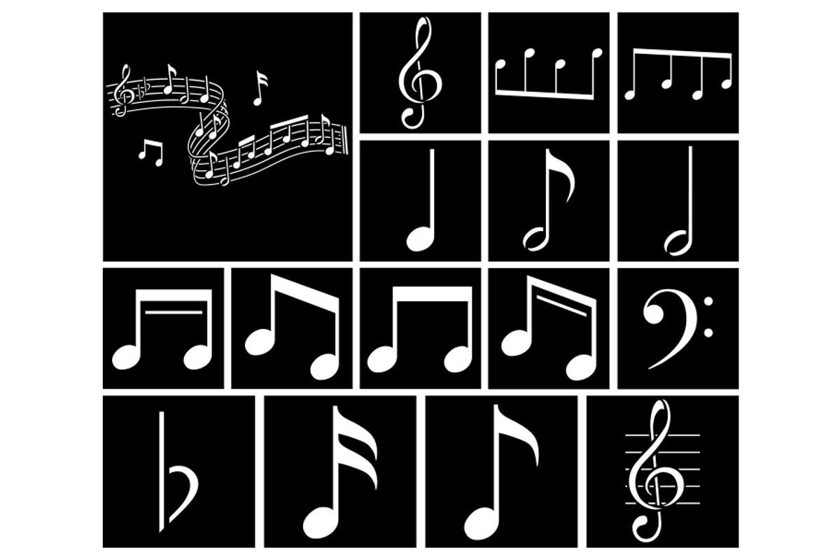 Musical Notes Stencil, Templates, an Object Graphic by Doodle Cloud Studio (Photo 1 of 2)