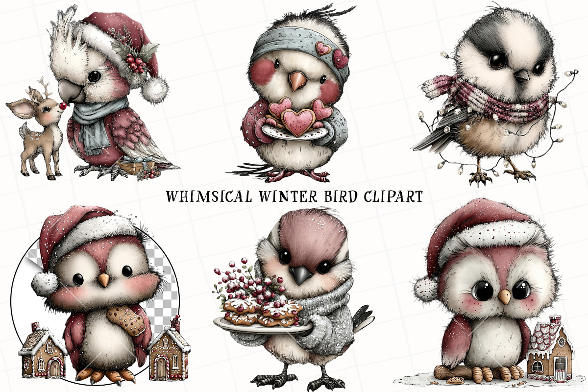 Whimsical Winter Bird Clipart, an Illustration by OK Design (Photo 2 of 6)