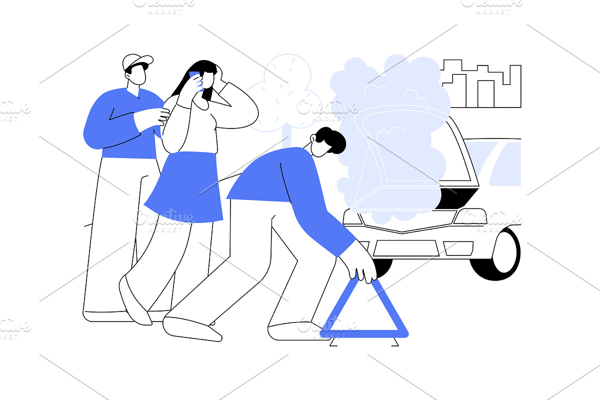 Car problem isolated cartoon vector, a Person Illustration by Visual Generation