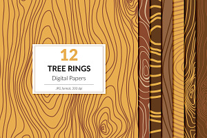Tree Rings Digital Paper, a Background Graphic by Norse Studio