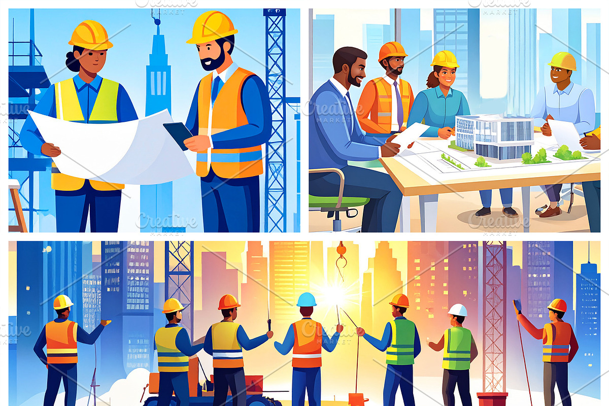 Construction project conceptual collage illustration, a Work Illustration by DanFLCreativo