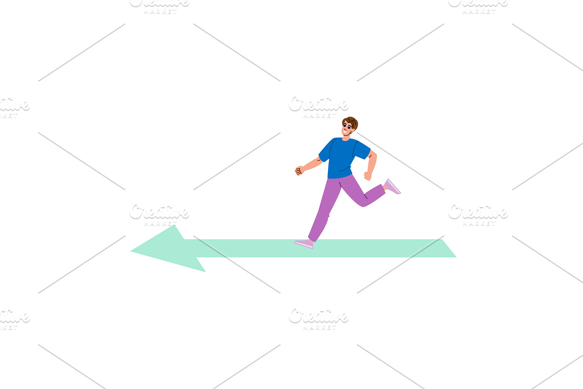 Young man running on green arrow, a Person Illustration by pikepicture