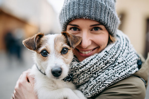 Woman in winter clothing happily, an Animal Photo by MistyDay
