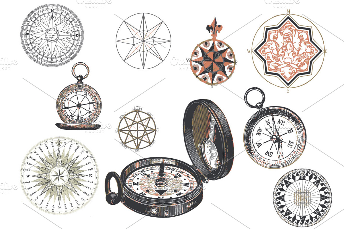 20 Compass Drawings, an Illustration by Baydream (Photo 2 of 3)