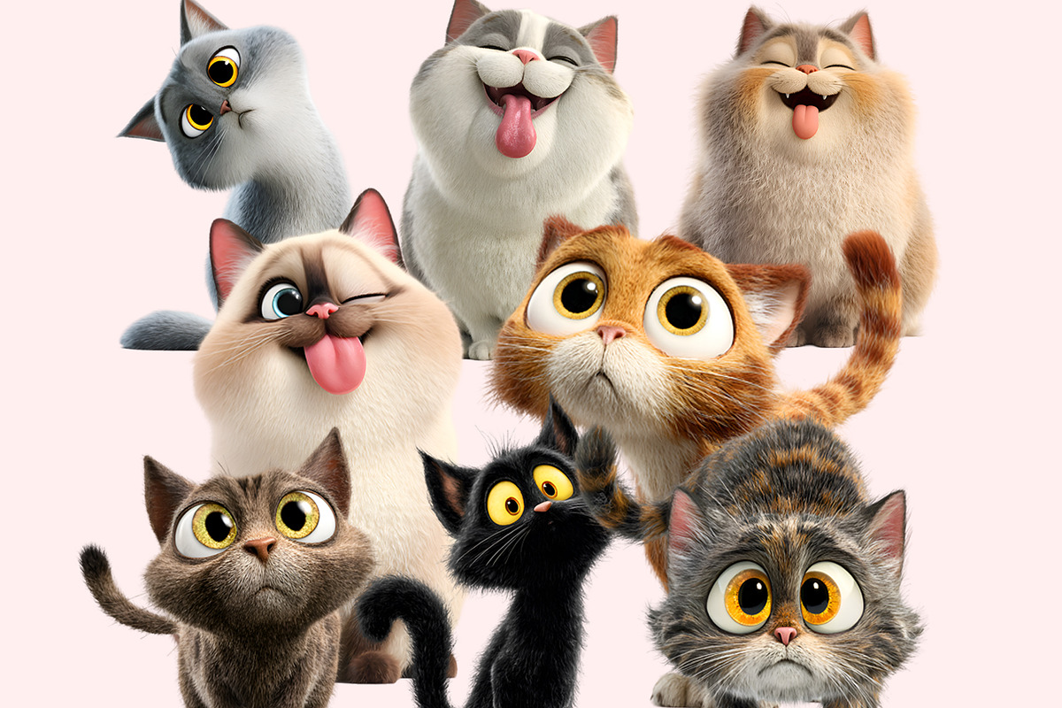 Funny Cat Clipart PNG Bundle, a Graphic by M9 Design (Photo 7 of 9)