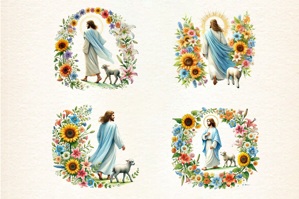 Floral Jesus Collection Clipart, an Illustration by DreamArtGraphic (Photo 4 of 4)