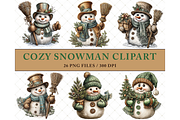 Cozy Snowman Clipart JPG, an Illustration by Memories By Lea (Thumbnail 4 of 17)