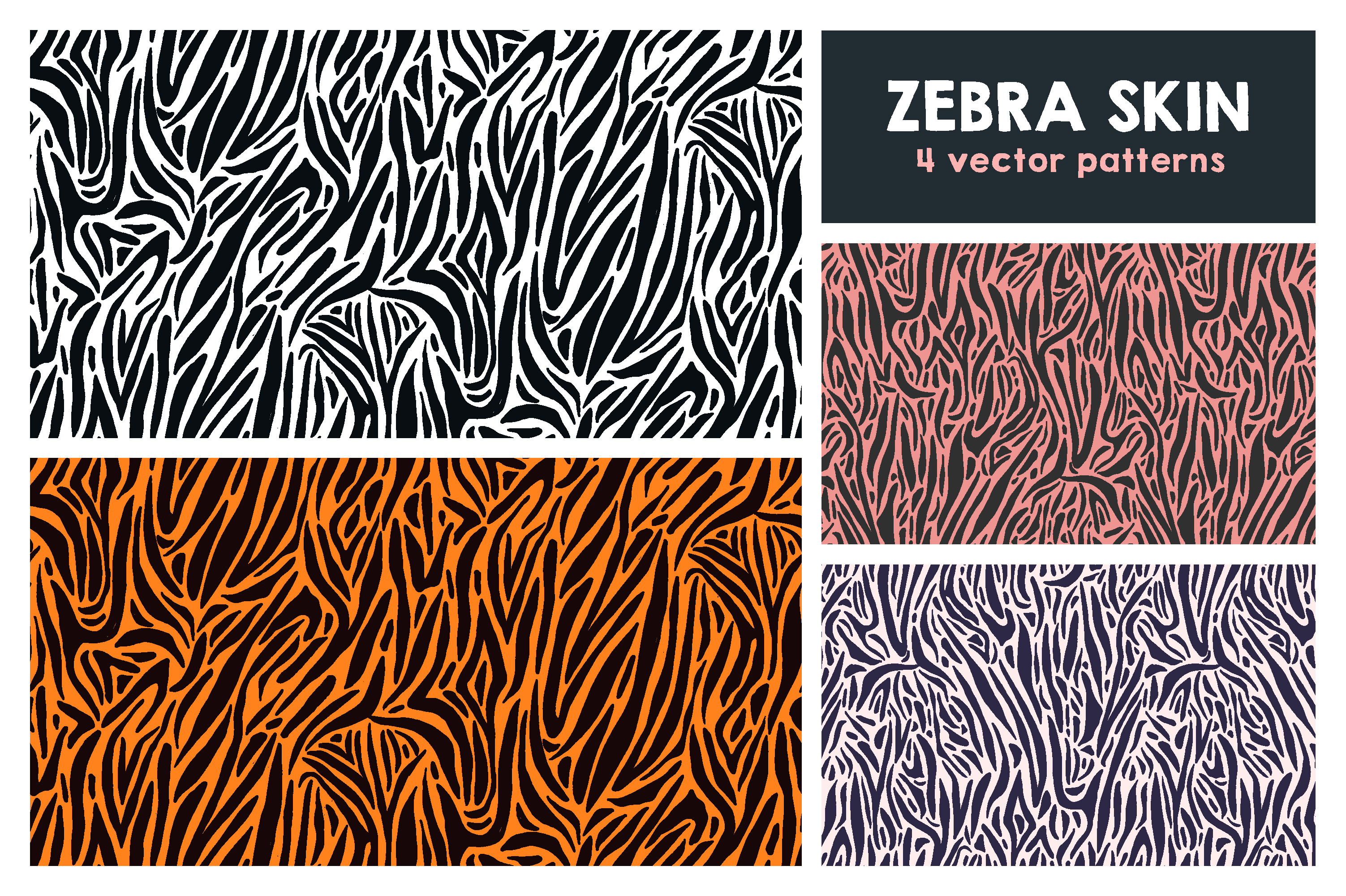 Zebra skin seamless patterns set, a Pattern Graphic by Good Studio