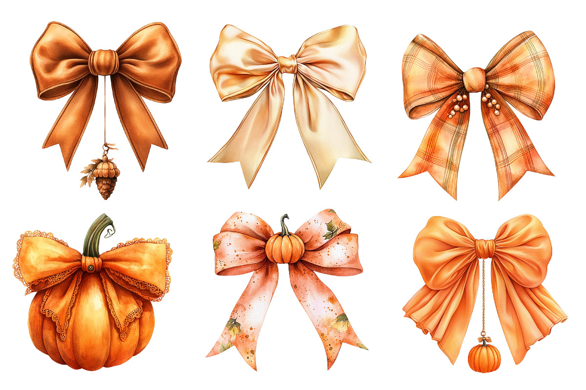 Autumn Coquette Bows Clipart, an Illustration by CreationArt (Photo 5 of 5)