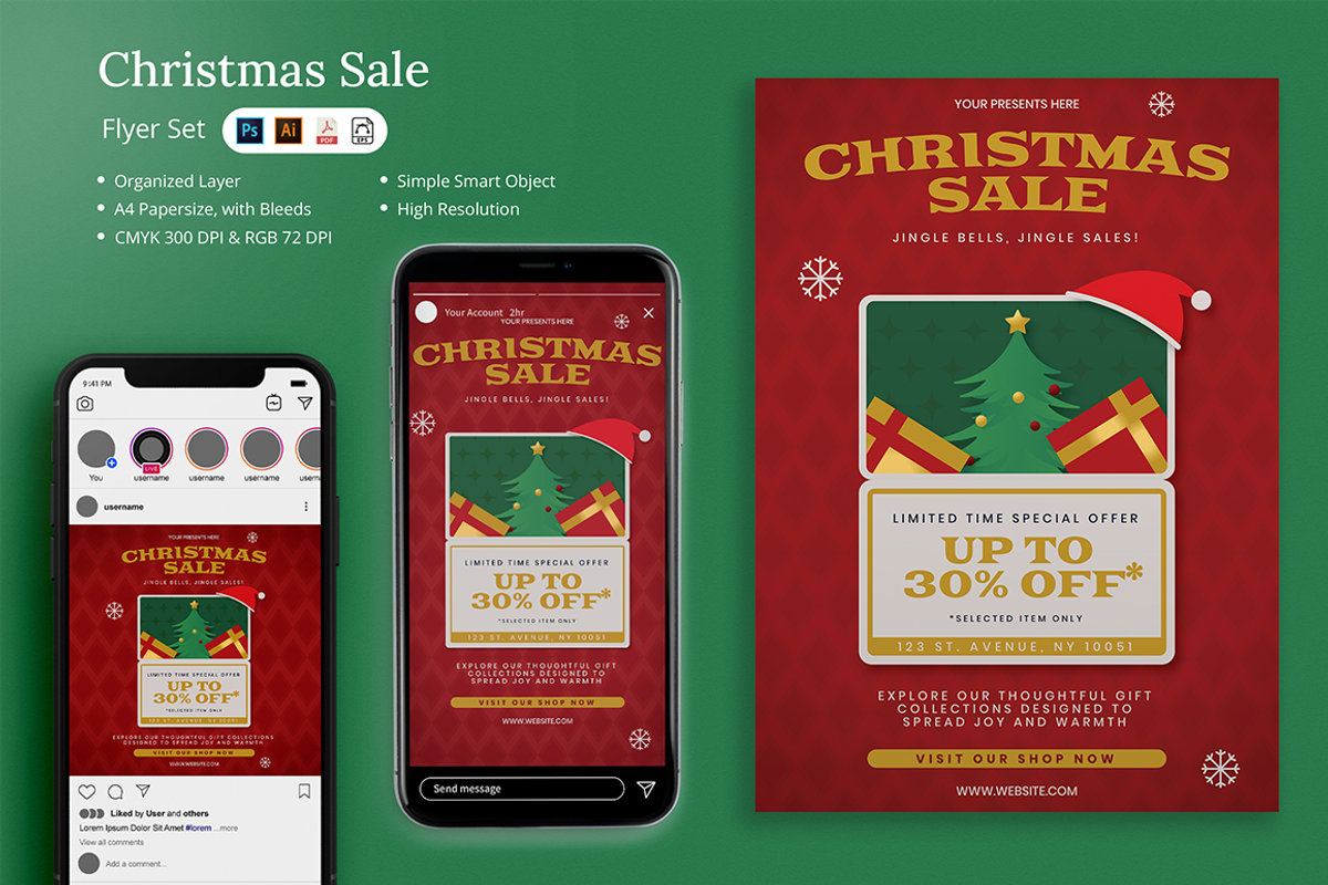 Otina - Christmas Sale Flyer Set, a Flyer Template by Attype (Photo 1 of 5)