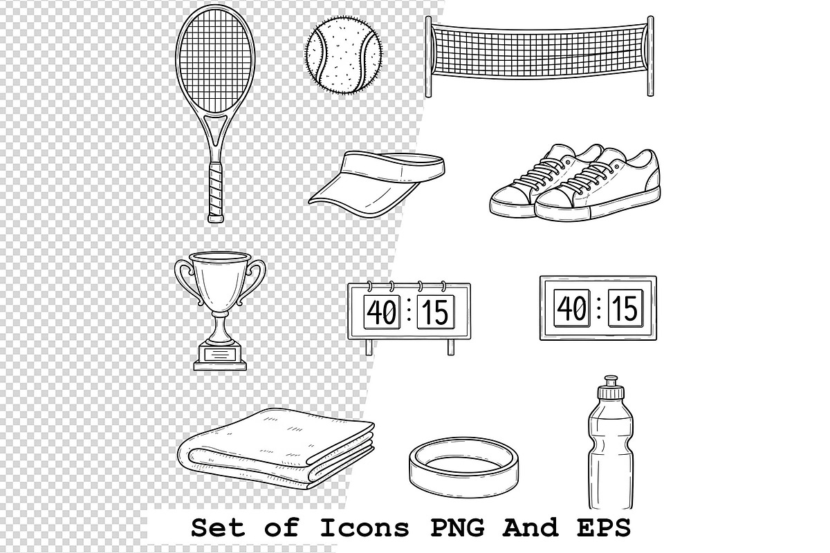 Set of tennis icons Vector, an Icon by one-touch