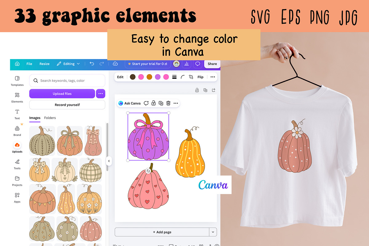 Cute Pumpkin Vector Clipart Pack, a Seasonal Illustration by NataKa (Photo 3 of 4)