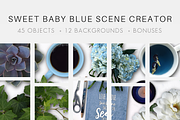 Sweet Baby Blue Desk Scene Creator, a Pens & Pencil Mockup by Storyteller Design (Thumbnail 1 of 8)