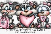 Quirky Valentine's Day Panda Clipart, an Illustration by Craft Nest (Thumbnail 1 of 9)