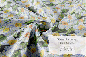 Watercolor Floral Pattern Daffodils