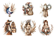 Boho Christmas Clipart Bundle, an Illustration by CreationArt (Thumbnail 6 of 7)