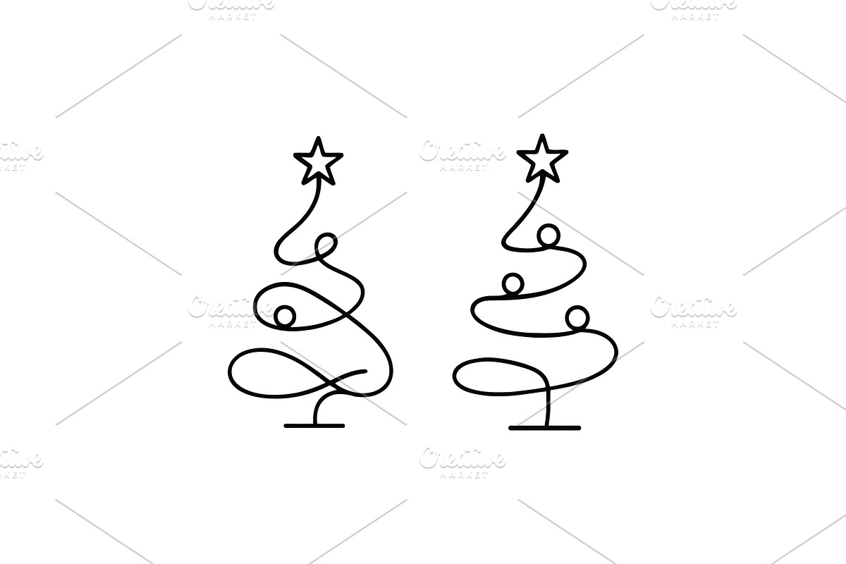 Line Art Christmas Tree Logo, a Branding & Logo Template by Vectorium Studio (Photo 1 of 3)