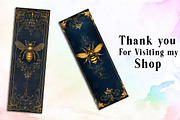 Gold Moth and Bees Printable Bookmar, an Illustration by Watercolor design (Thumbnail 2 of 3)