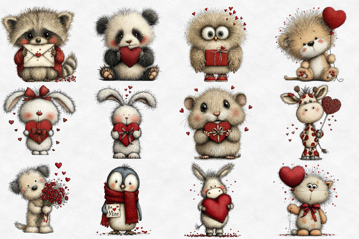 Sweet Valentine's Day Animal Clipart, an Illustration by Designworld (Photo 4 of 6)