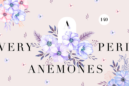 Anemones - Very Peri Flowers Set