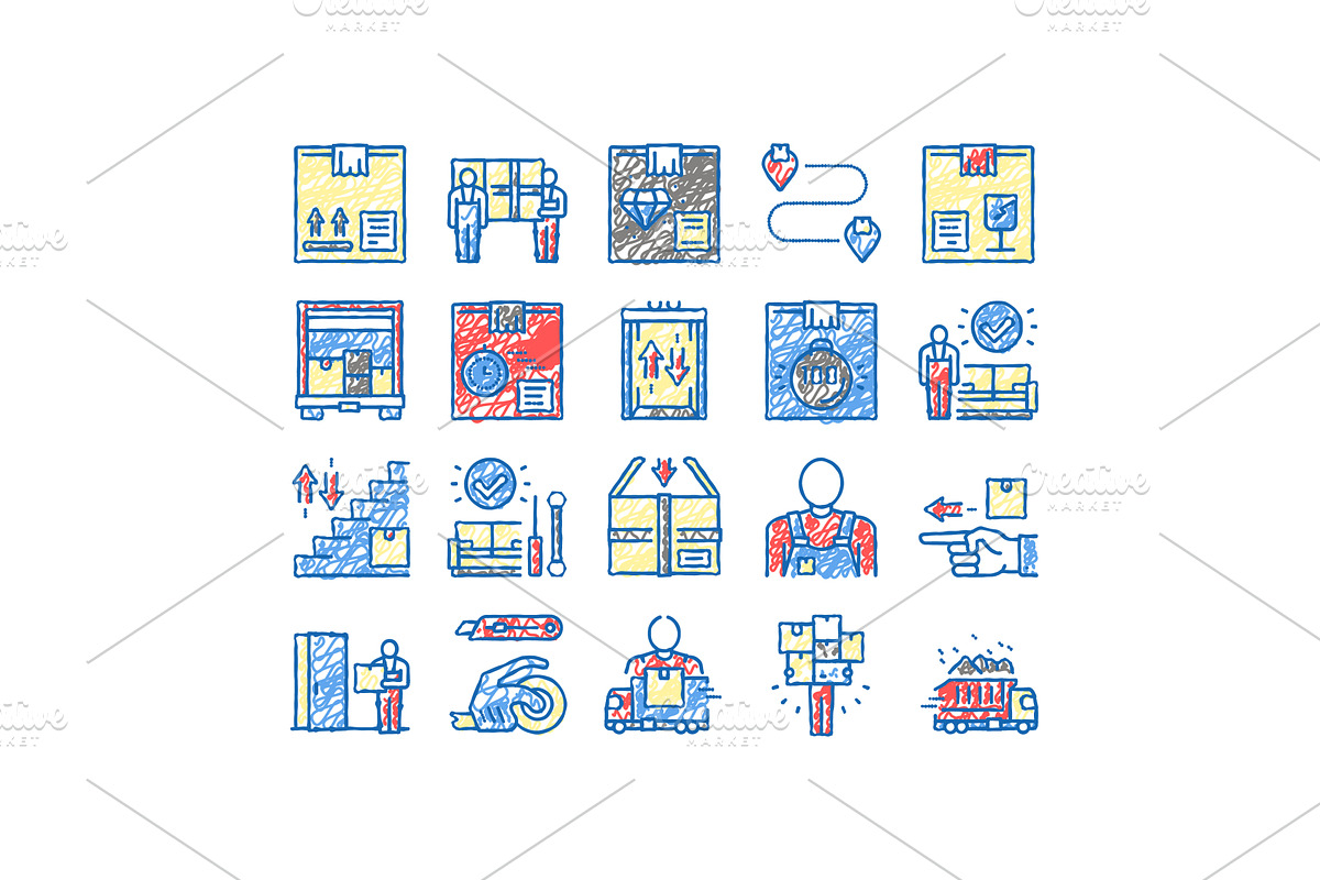 Mover Express Service set Icons hand, an Object Illustration by pikepicture