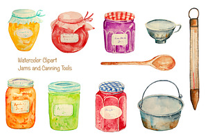 Watercolor Clipart Jam Jar