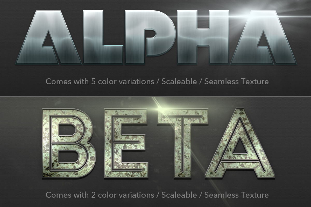 6 Metal Text Styles, a Layer Style Add-On by KevinHamil (Photo 2 of 2)
