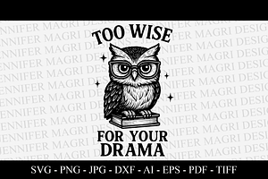 Owl Book Lover Drama SVG PNG