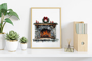 Christmas Fireplace Clipart, an Illustration by Canvas Craft (Thumbnail 5 of 8)