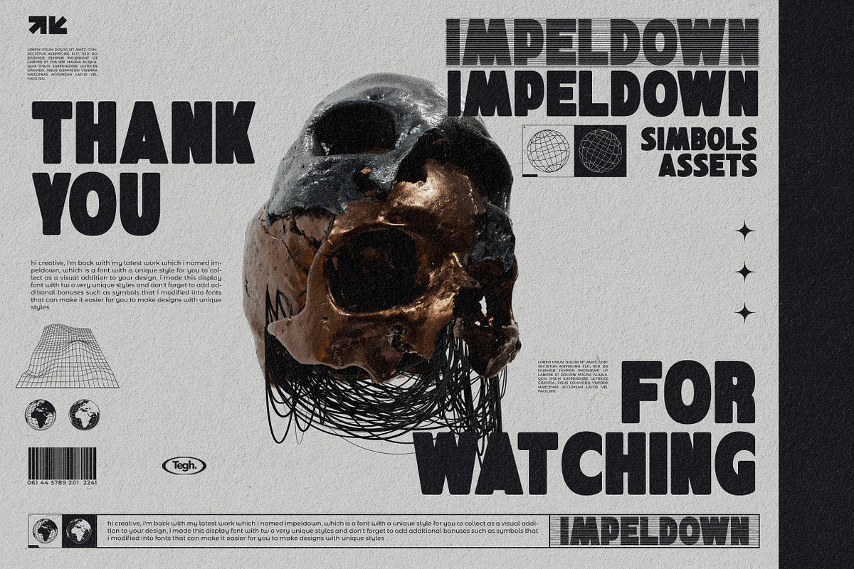 Impeldown Display Font & Symbols, a Symbol Font by Tegh co. (Photo 12 of 12)