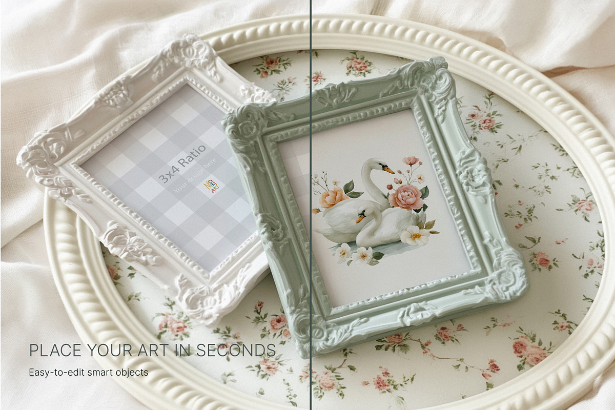 Château Bloom Vintage Frame Mockups, a Household Mockup by NikiArts (Photo 4 of 12)