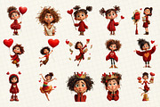 Quirky Valentines Girl Clipart, an Illustration by DreamCafeArt (Thumbnail 3 of 6)