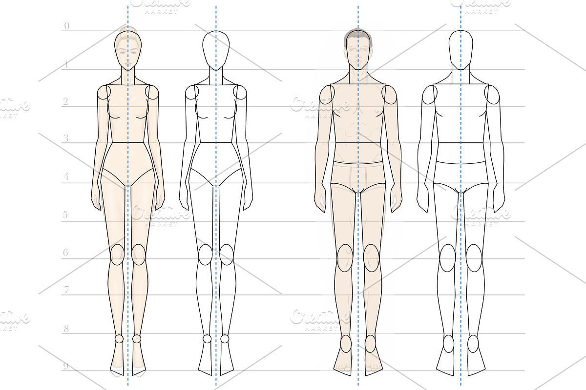 Fashion Croquis Template Set PNG+PSD, a Person Illustration by byJuliaKors (Photo 3 of 4)